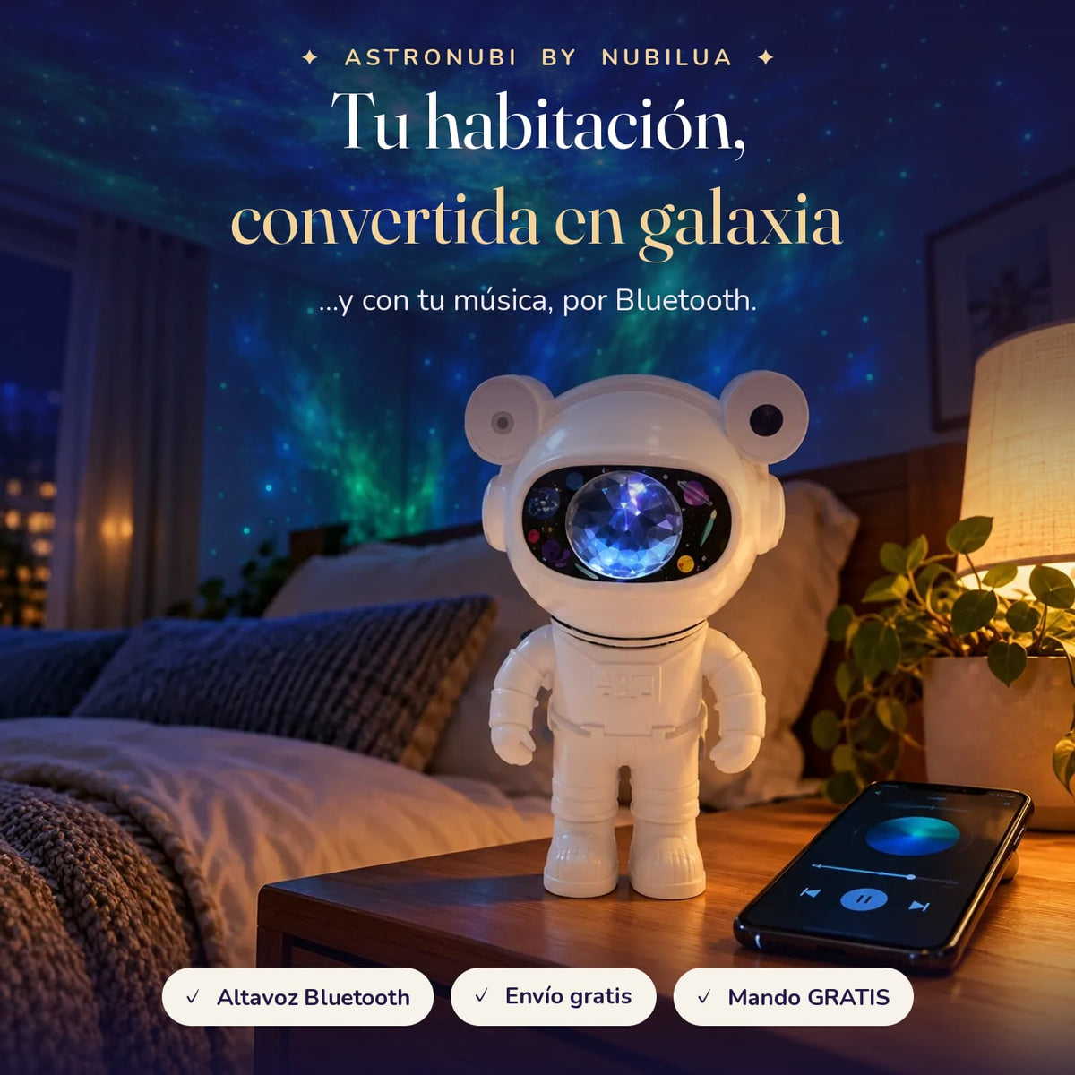AstroNubi: tu habitación convertida en galaxia, con tu música por Bluetooth